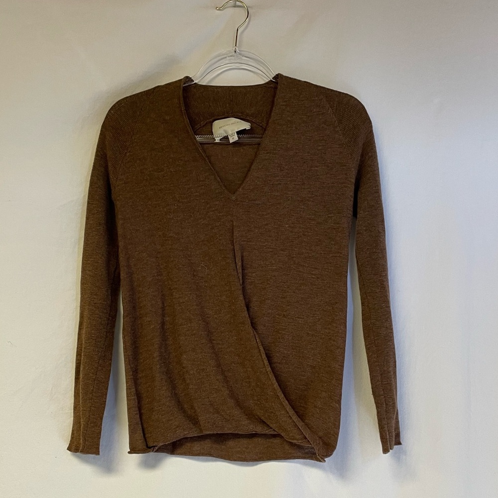 Brochu Walker Brown Wool Sweater Petite 100% Merino